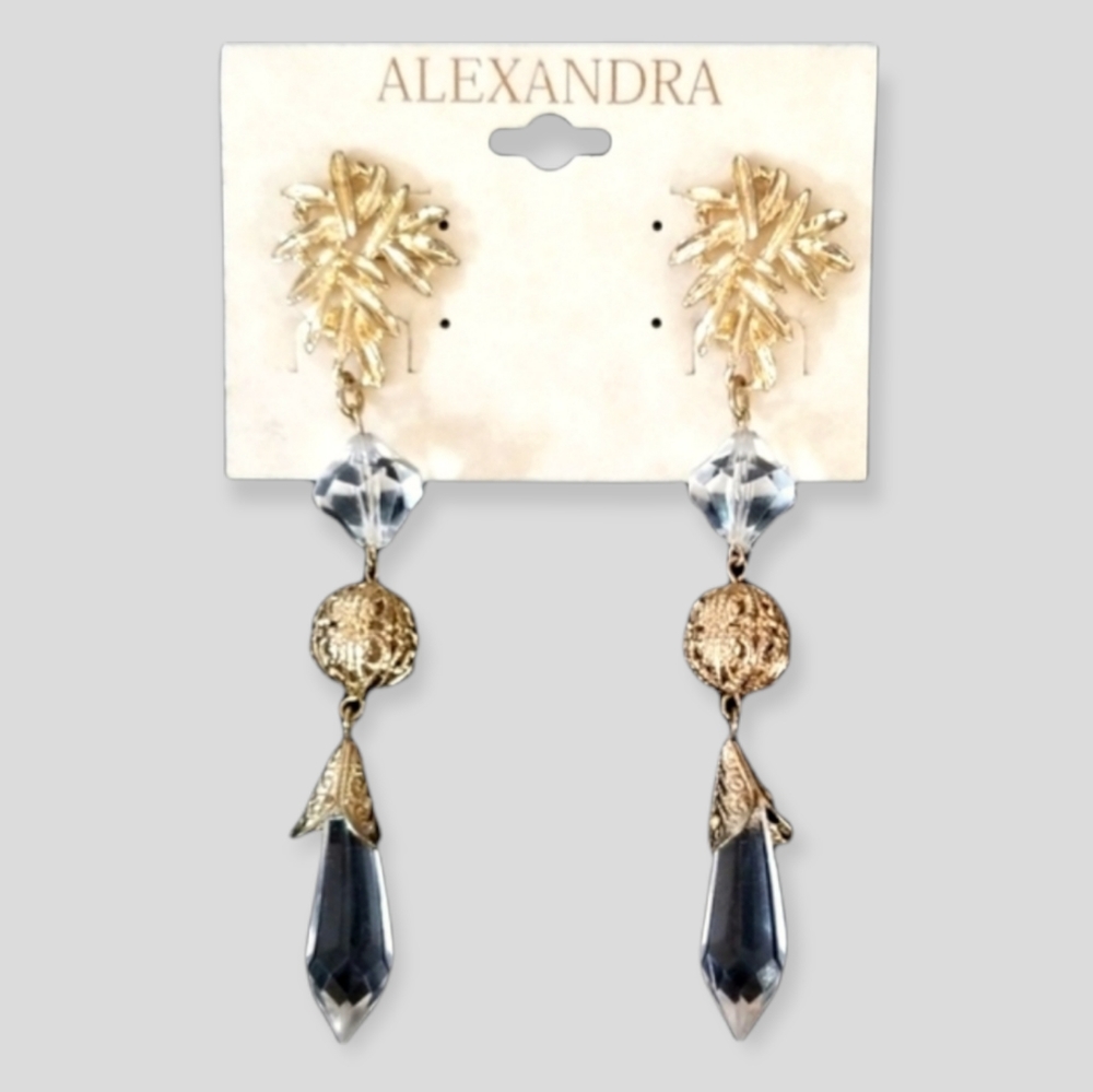 Alexandra Drippy Chandelier Gold Tone Beaded Earrings NWT - Picture 11 of 12